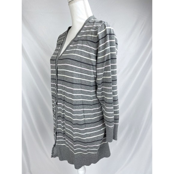 Torrid Women Size 2 Grey Stripe Cardigan Sweater Long Sleeve Button - Picture 3 of 8